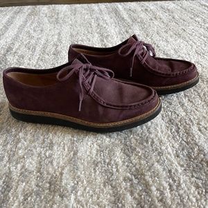 Clarks Artisan Glick Bayview Moc Toe Shoe Size US 8 Aubergine Goat Nubuck Purple